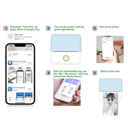 Mini Portable Thermal Printer Portable With Paper Rolls