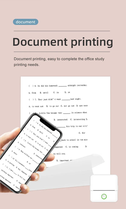 Mini Portable Thermal Printer Portable With Paper Rolls